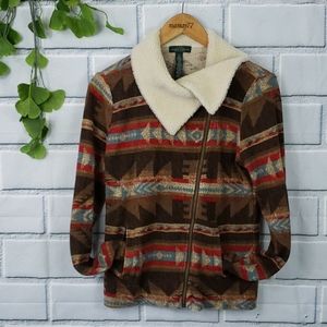 LRL Ralp Lauren Southwest Boho western sherpa coat